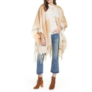 Free People Hampton Plaid Fringe Wrap/Kimono